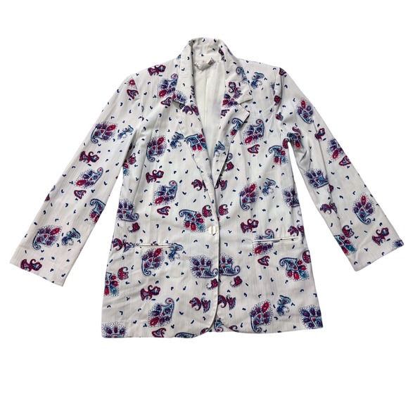 Worthington Jackets & Blazers - VTG Worthington‎ Paisley Print Blazer Jacket White Red Blue USA  in Women Size 6